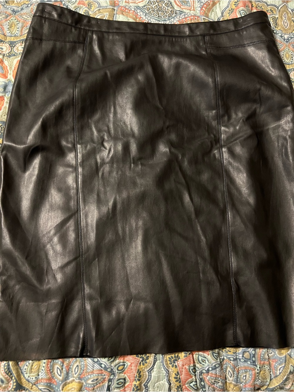 Dex Black Faux Leather Pencil Skirt